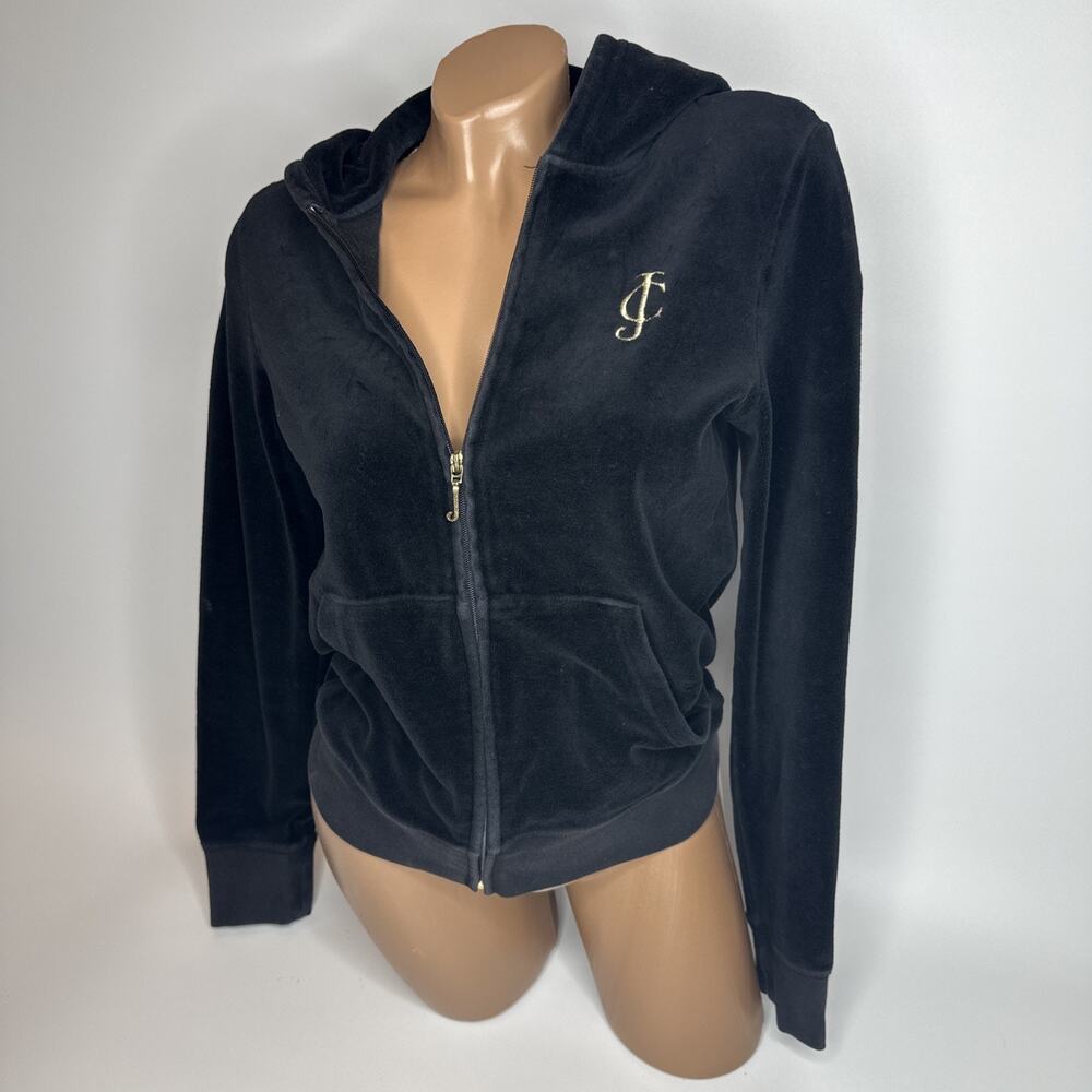 Juicy Couture Y2K Womens Zip Up Velour Jacket Hoodie Size L Made in USA Vintage - Picture 10 of 11